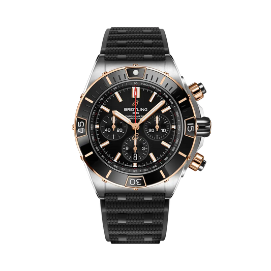 Breitling Super Chronomat B01 44 mm Black Dial Stainless Steel & 18K Red Gold Black Rubber Strap UB0136251B1S1