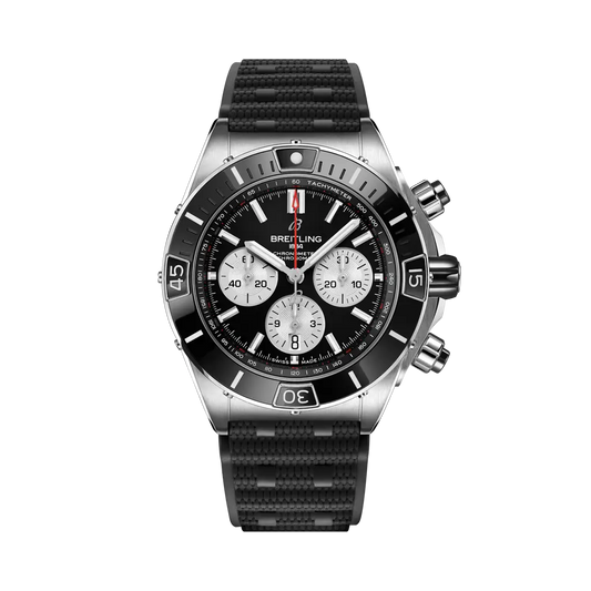Breitling Super Chronomat B01 44 mm Black Dial Stainless Steel Black Rubber Strap AB0136251B1S1