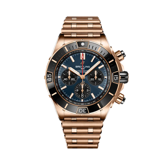 Breitling Super Chronomat B01 44 mm Blue and Black Dial 18K Red Gold Bracelet RB01362A1C1R1