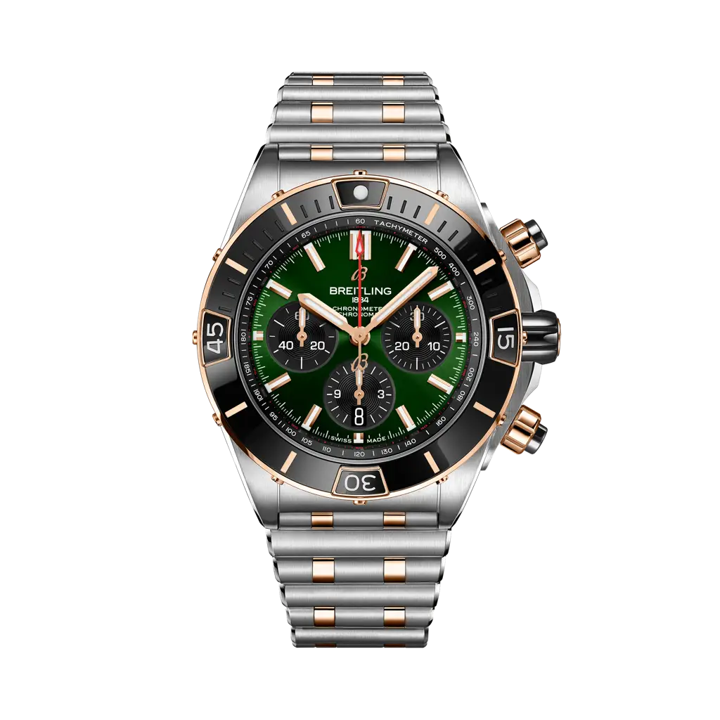 Breitling Super Chronomat B01 44 mm Green Dial Stainless Steel & 18K Red Gold Bracelet UB0136251L1U1