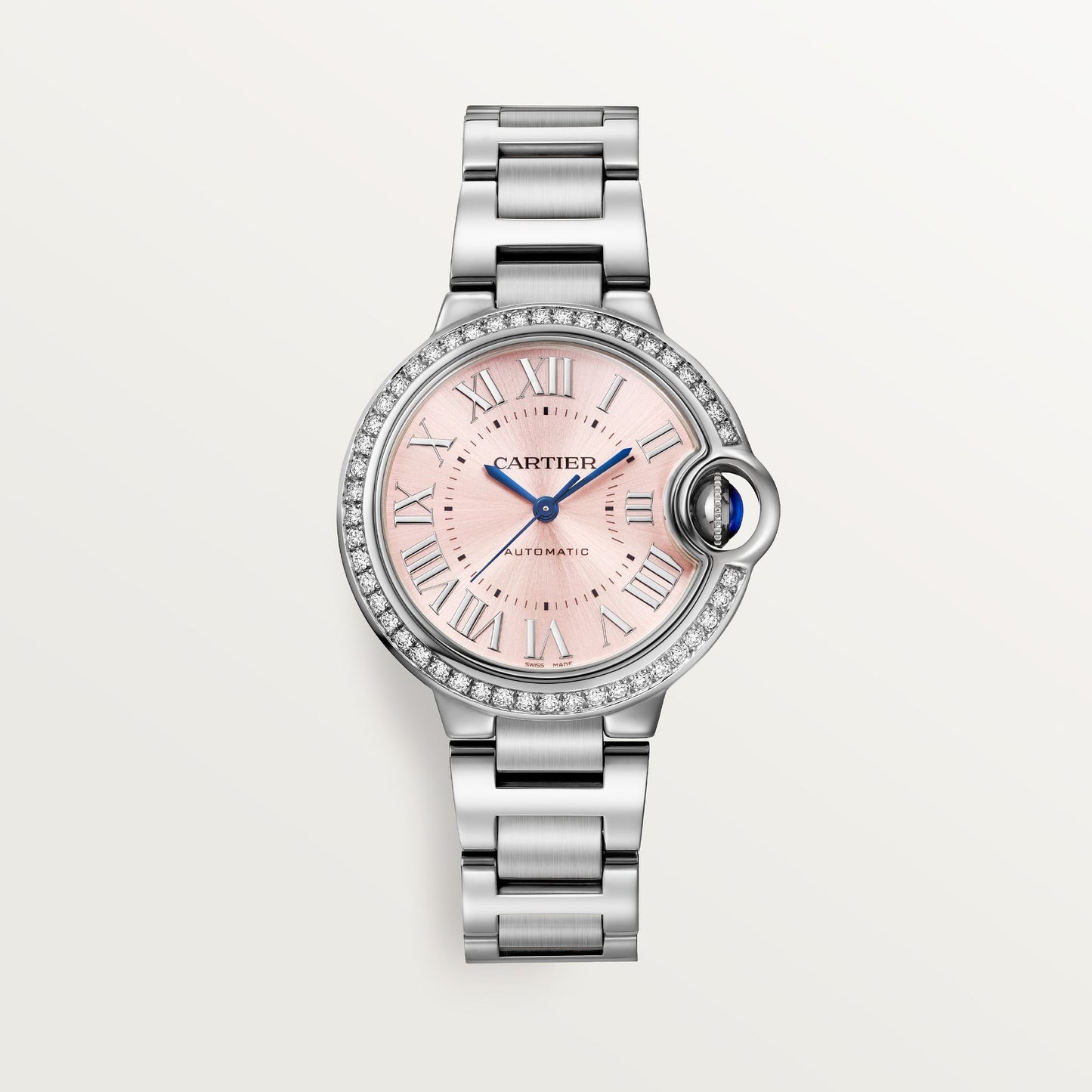 Cartier Ballon Bleu 33 mm Steel Pink Sunray Dial Bracelet W4BB0037