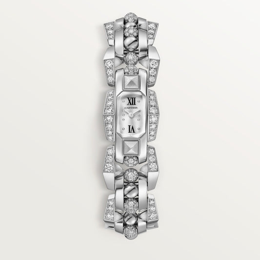 Cartier Clash Small 18k White Gold Silver Sunray Dial Bracelet WJMB0002