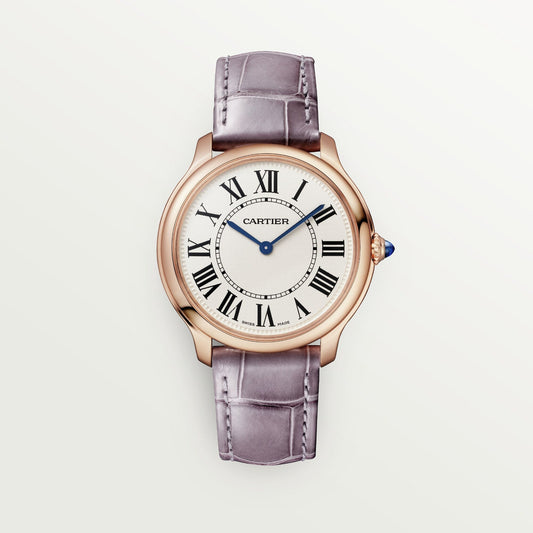 Cartier Ronde Louis 36 mm 18k Rose Gold Beige Dial Semi-Matte Purple  Leather WGRN0012