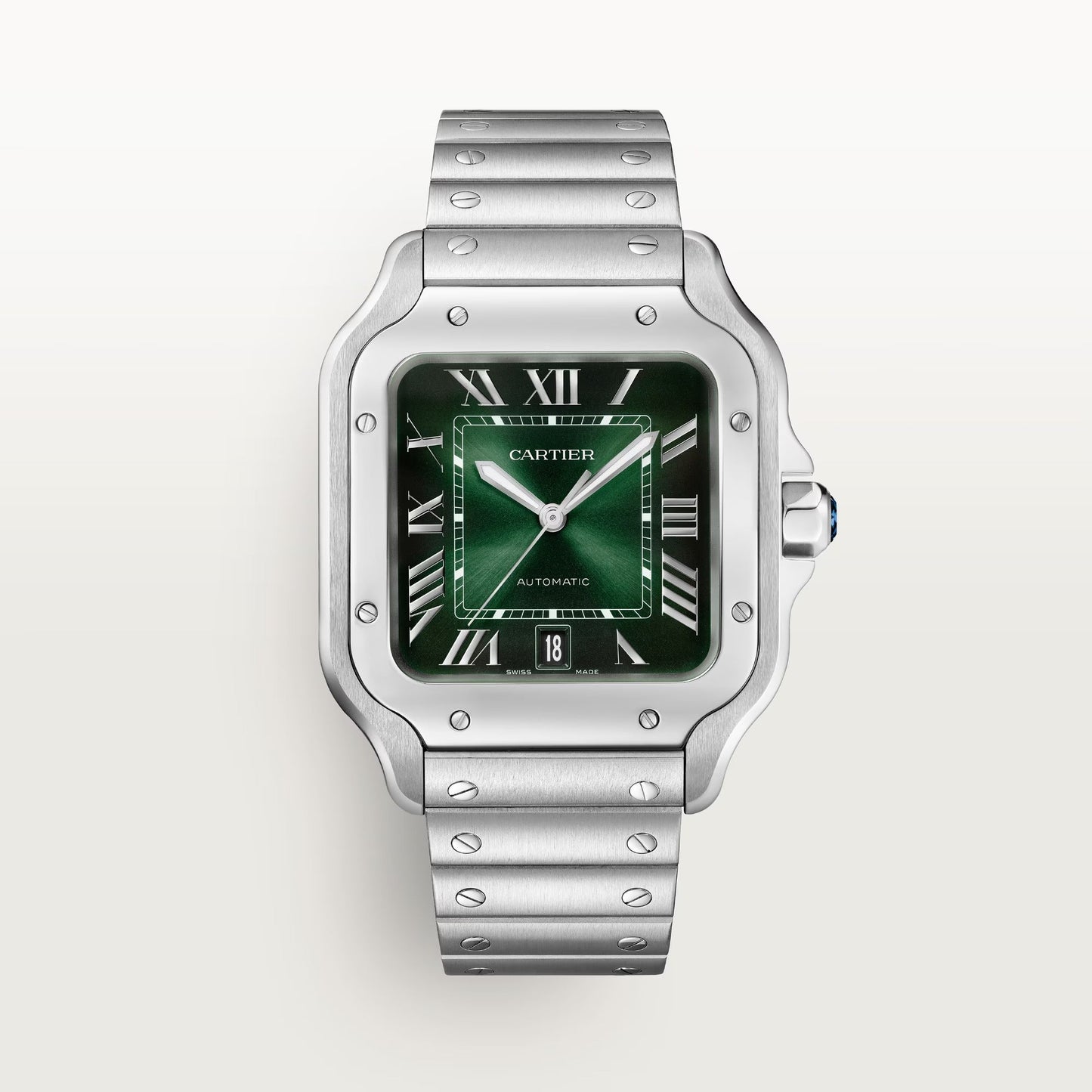 Cartier Santos Large 47.5 mm x 39.8 mm Green Dial Steel Bracelet WSSA0062