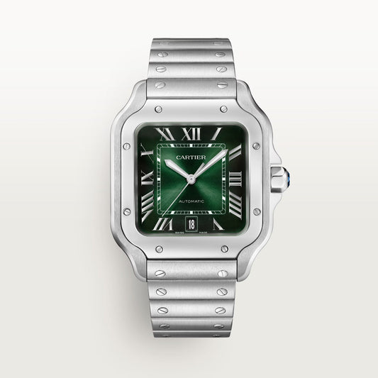 Cartier Santos Large 47.5 mm x 39.8 mm Green Dial Steel Bracelet WSSA0062
