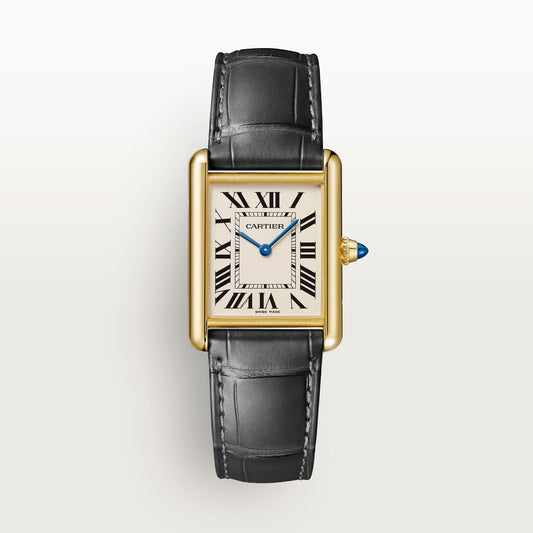 Cartier Tank Louis Large 33.7 mm x 25.5 mm Silver Dial 18k Yellow Gold Dark Gray Skin WGTA0343