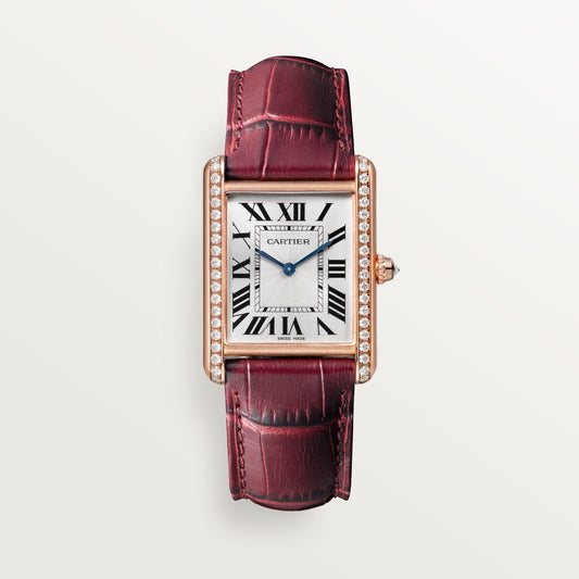Cartier Tank Louis Large Rose Gold Silver Dial  Leather Strap WJTA0038