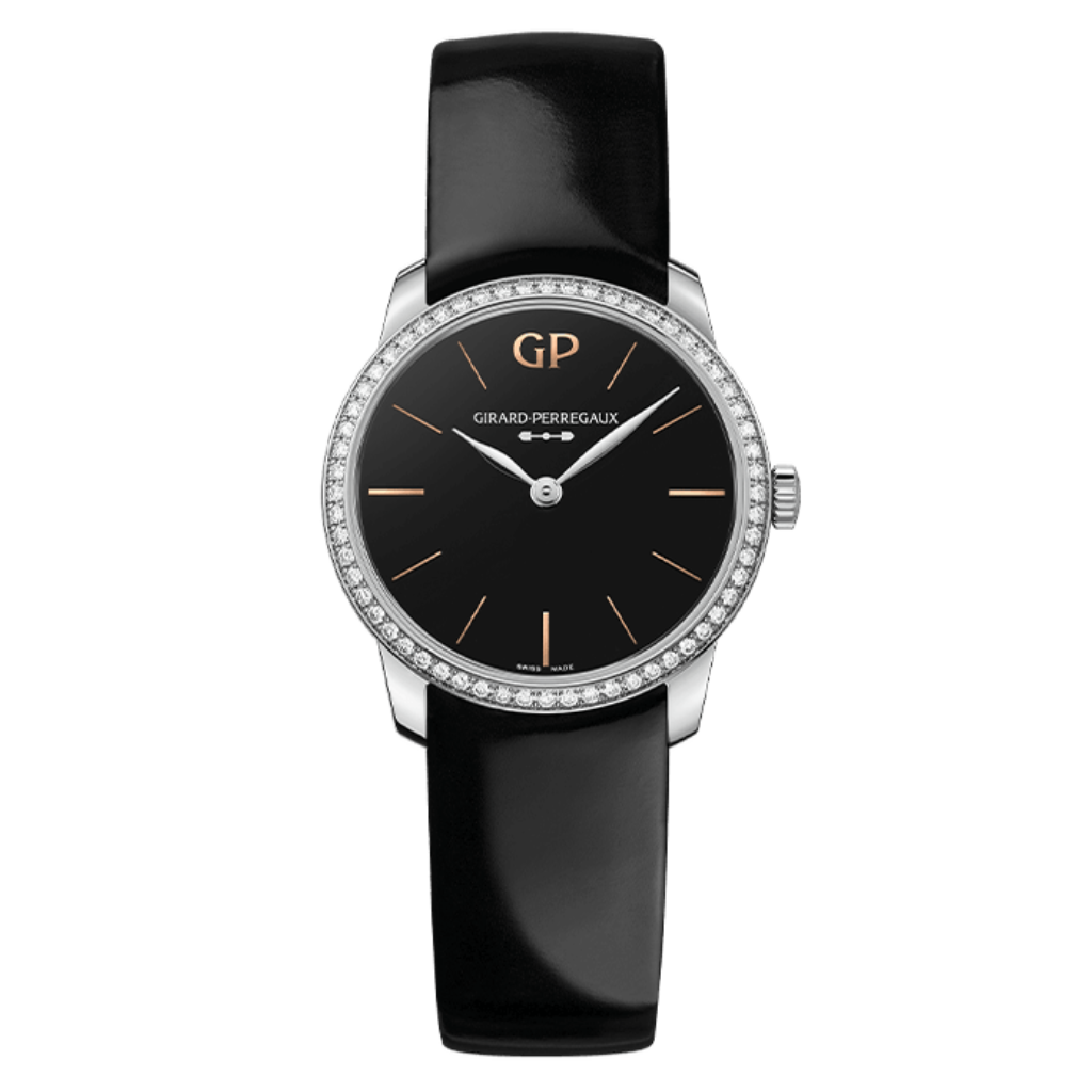 Girard-Perregaux 1966 30 mm Infinity Edition 30 mm Black Dial with Diamonds Stainless Steel   Leather Strap 49528D11A631-CB6A