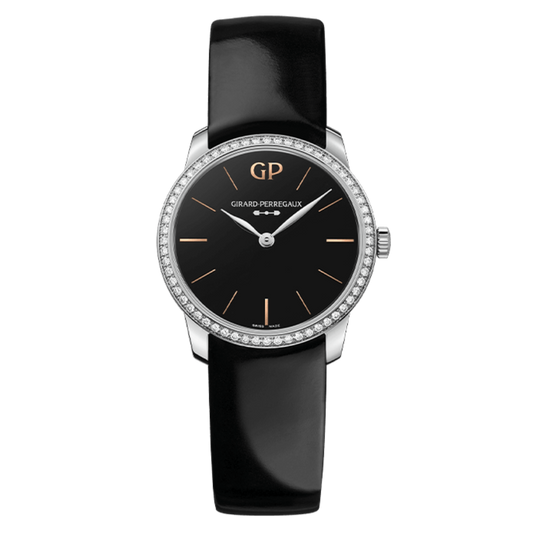 Girard-Perregaux 1966 30 mm Infinity Edition 30 mm Black Dial with Diamonds Stainless Steel   Leather Strap 49528D11A631-CB6A