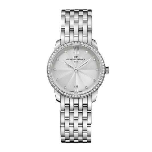 Girard-Perregaux 1966 30 mm Silver Dial with Diamonds Stainless Steel Bracelet 49528D11A172-11A