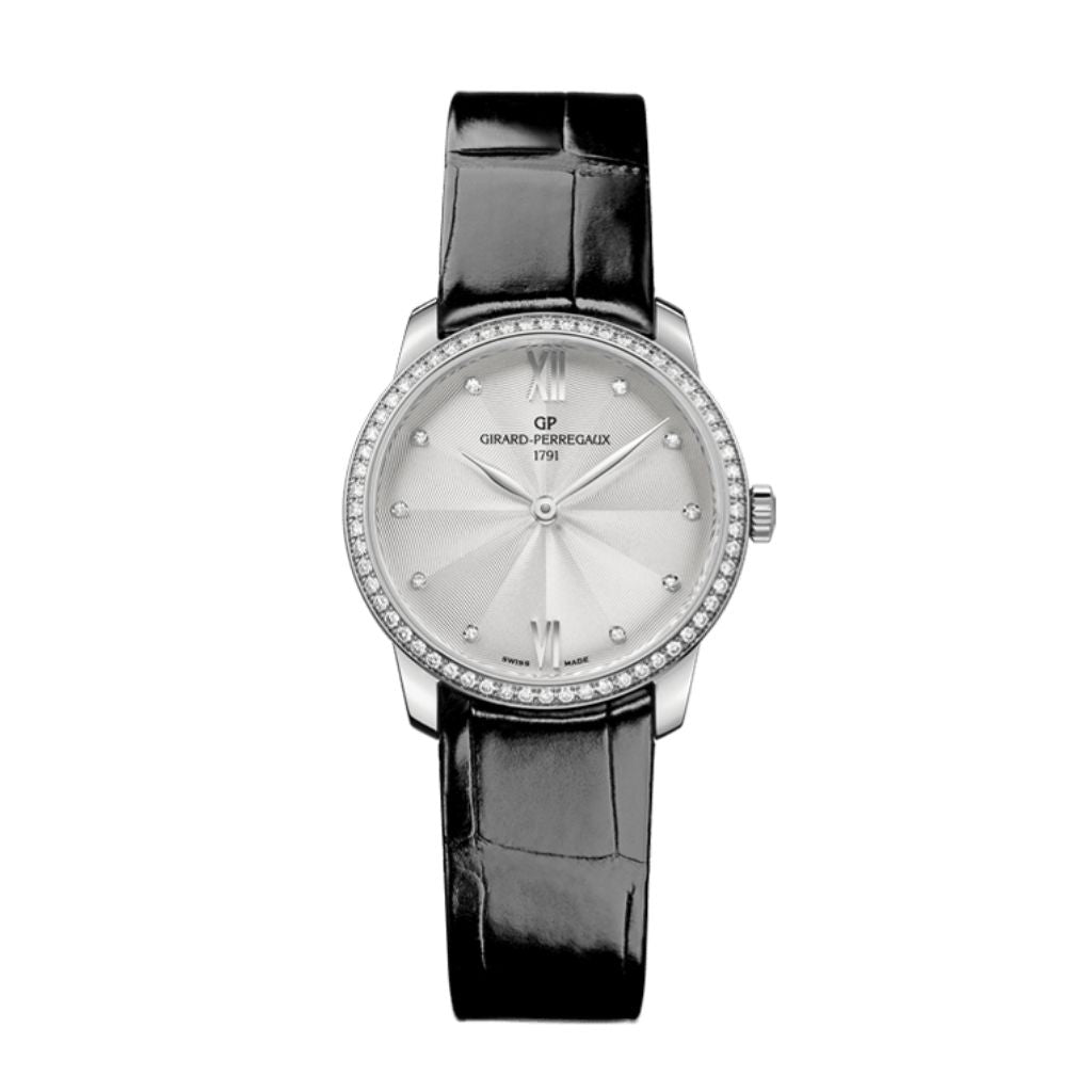 Girard-Perregaux 1966 30 mm Silver Dial with Diamonds Stainless Steel   Leather Strap 49528D11A172-CB6A