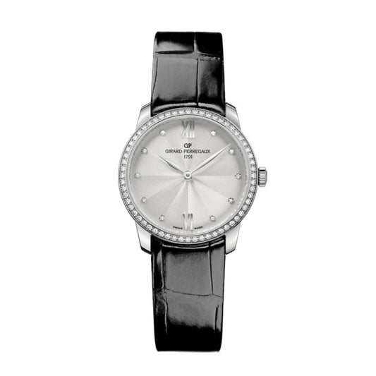 Girard-Perregaux 1966 30 mm Silver Dial with Diamonds Stainless Steel   Leather Strap 49528D11A172-CB6A