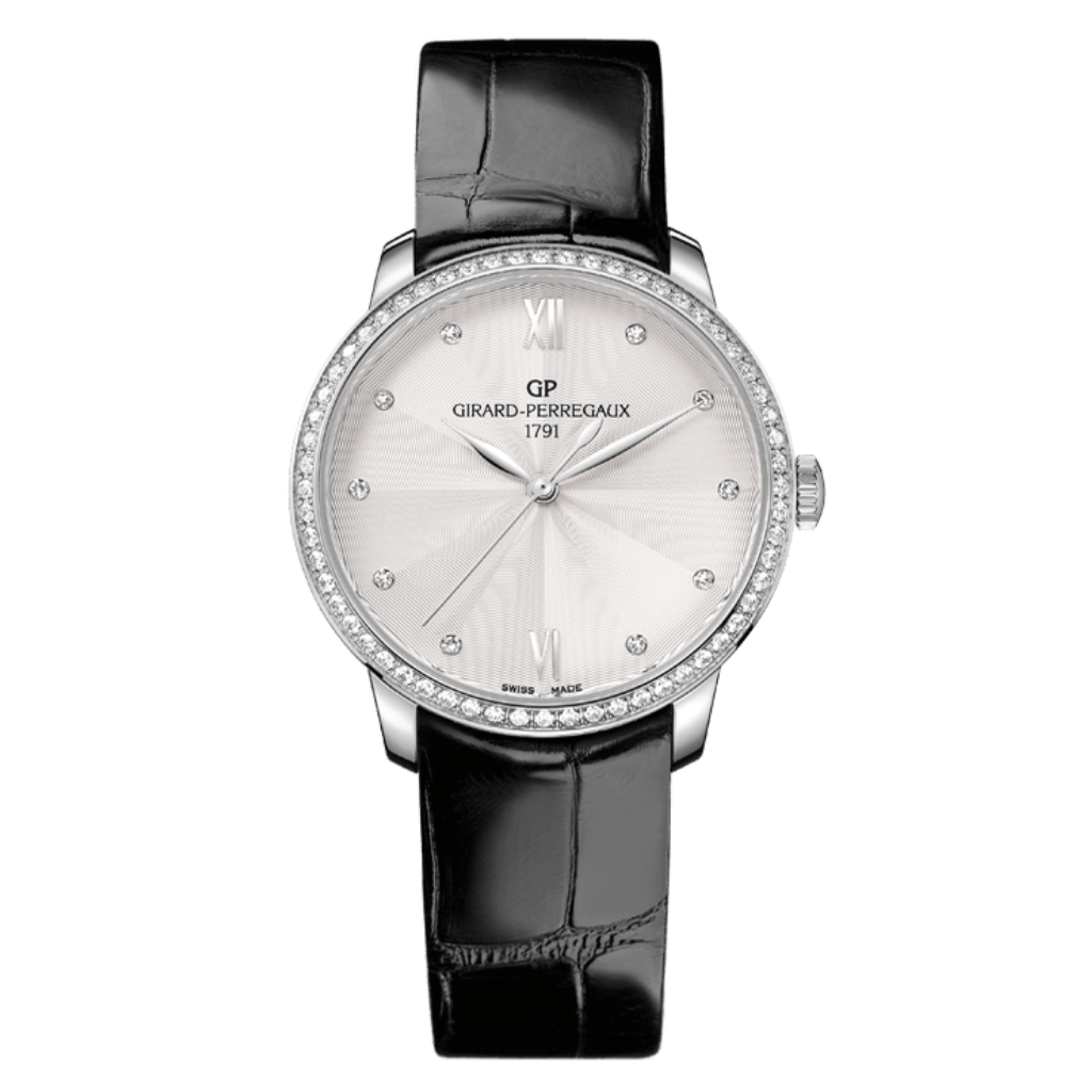 Girard-Perregaux 1966 36 mm Silver Dial with Diamonds Stainless Steel   Leather Strap 49523D11A171-CB6A