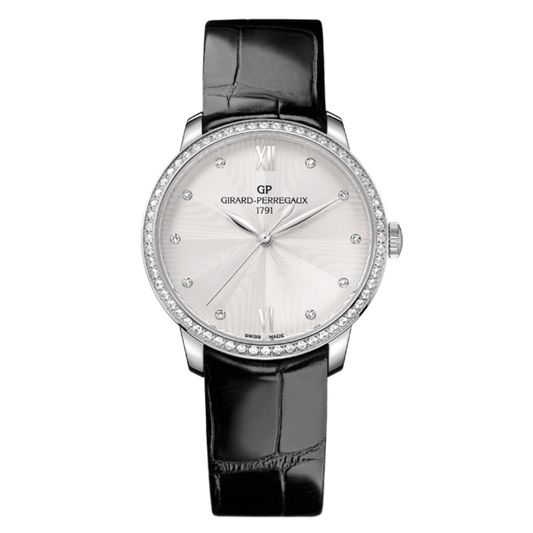 Girard-Perregaux 1966 36 mm Silver Dial with Diamonds Stainless Steel   Leather Strap 49523D11A171-CB6A