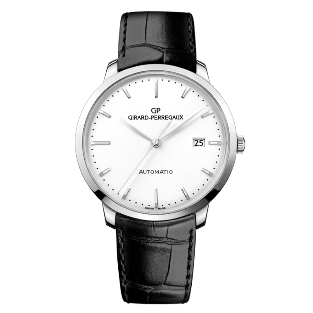 Girard-Perregaux 1966 40 mm Silver Dial Stainless Steel   Leather Strap 49555-11-131-BB60