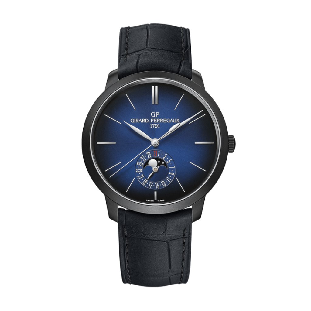 Girard-Perregaux 1966 Blue Moon 40 mm Blue Dial Stainless Steel DLC   Leather Strap 49545-11-432-BH6A