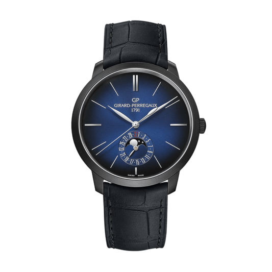Girard-Perregaux 1966 Blue Moon 40 mm Blue Dial Stainless Steel DLC   Leather Strap 49545-11-432-BH6A
