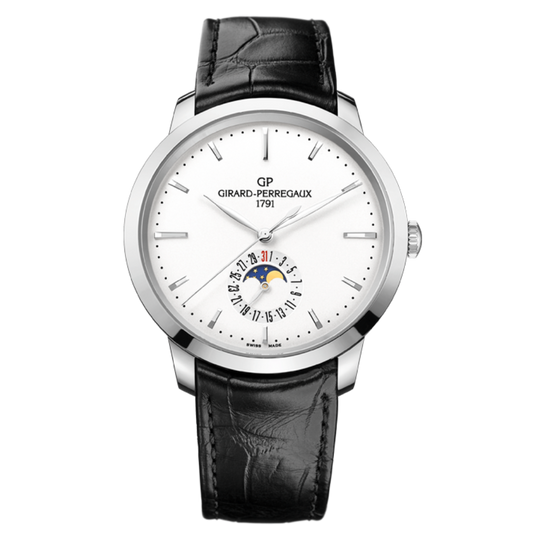 Girard-Perregaux 1966 Date and Moon Phases 40 mm Silver Dial Stainless Steel   Leather Strap 49545-11-131-BB60