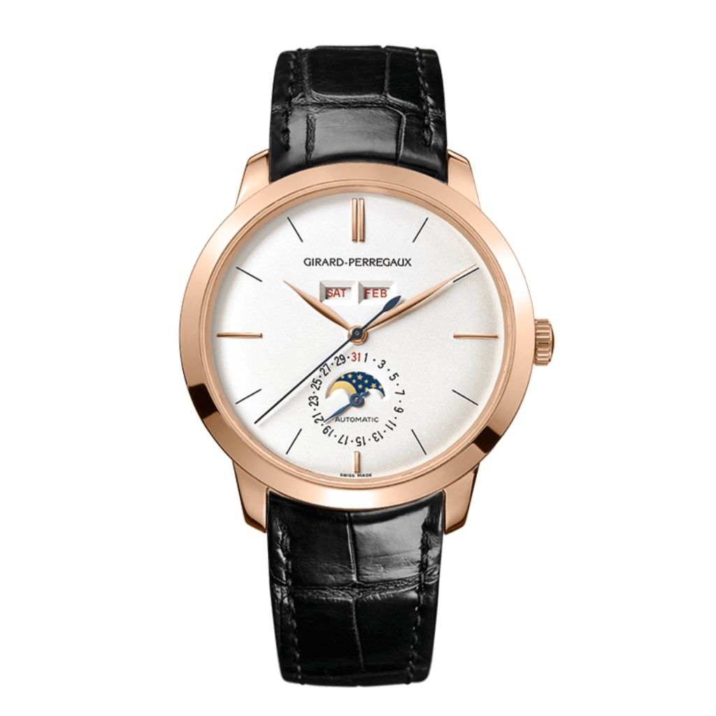 Girard-Perregaux 1966 Full Calendar 40 mm Silver Dial 18K Pink Gold   Leather Strap 49535-52-151-BK6A