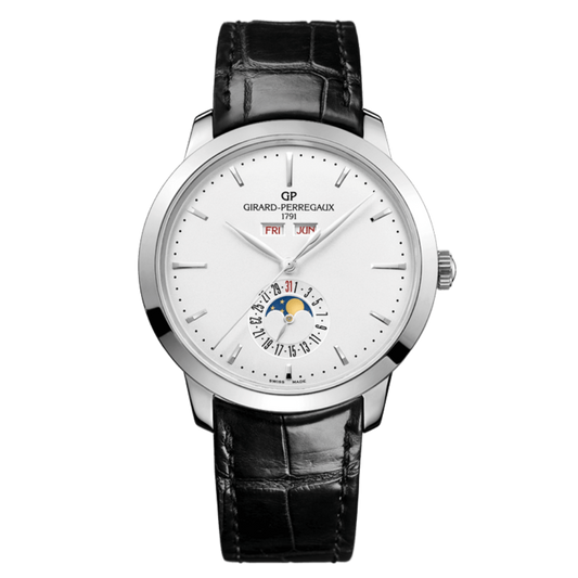 Girard-Perregaux 1966 Full Calendar 40 mm Silver Dial Stainless Steel   Leather Strap 49535-11-131-BB60