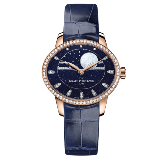 Girard-Perregaux Cat’s Eye Celestial 35.40 x 30.40 mm Blue Dial with Diamonds 18K Pink Gold   Leather Strap 80496D52A451-CK4A
