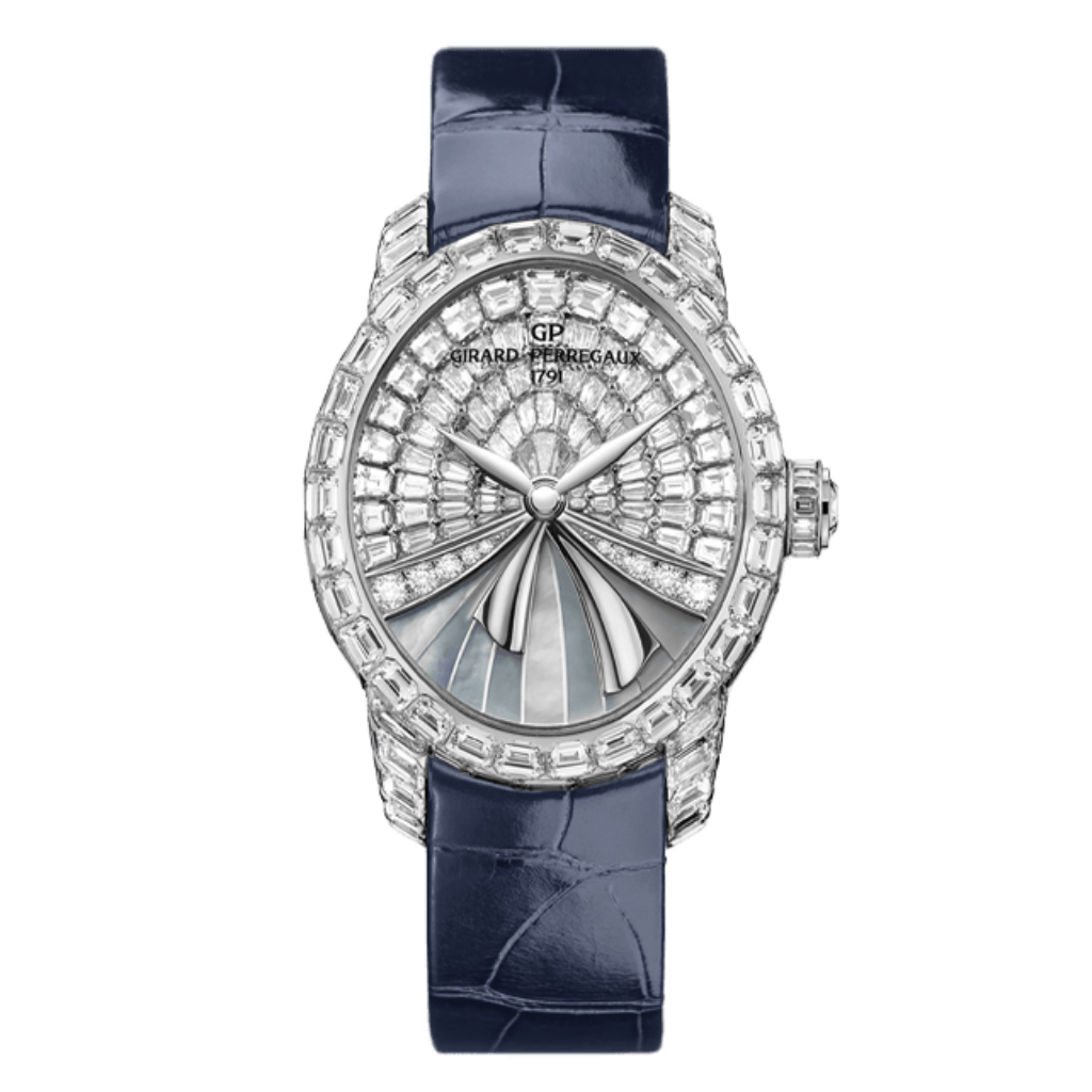 Girard-Perregaux Cat’s Eye La Fenice 38.40 x 32.90 mm Mother-Of-Pearl Dial with Diamonds 18k White Gold   Leather Strap 80494B53P7B1-CK4A