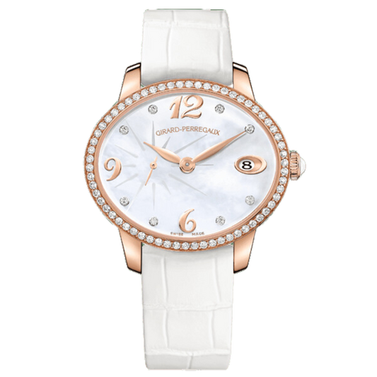 Girard-Perregaux Cat’s Eye Small Seconds 35.40 x 30.40 mm Mother Of Pearl Dial with Diamonds 18K Pink Gold   Leather Strap 80484D52A761-BK7A