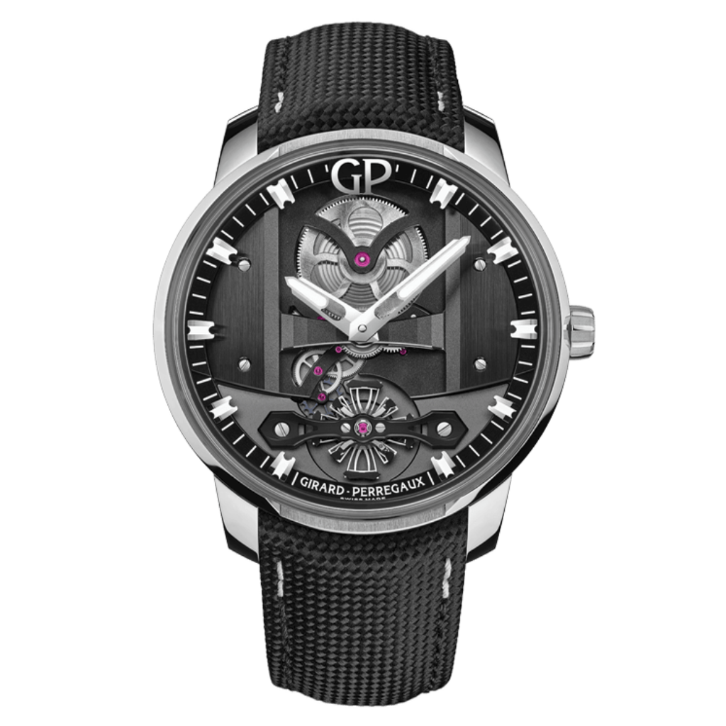 Girard-Perregaux Free Bridge 44 mm Black Dial Stainless Steel   Leather Strap 82000-11-631-FA6A
