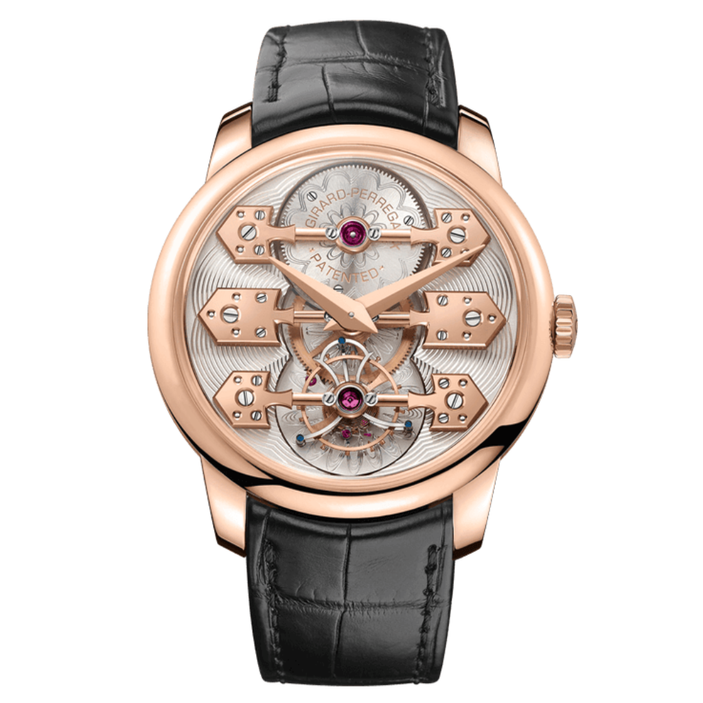 Girard-Perregaux La Esmeralda Tourbillon 44 mm Transparent Dial 18K Pink Gold   Leather Strap 99275-52-000-BA6E