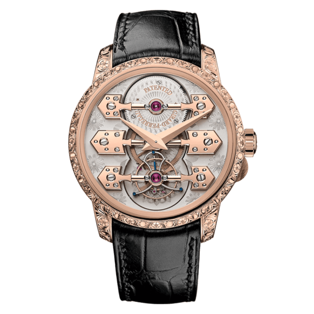 Girard-Perregaux La Esmeralda Tourbillon „A Secret“ 44 mm Transparent Dial 18K Pink Gold   Leather Strap 99276-52-000-BA6E