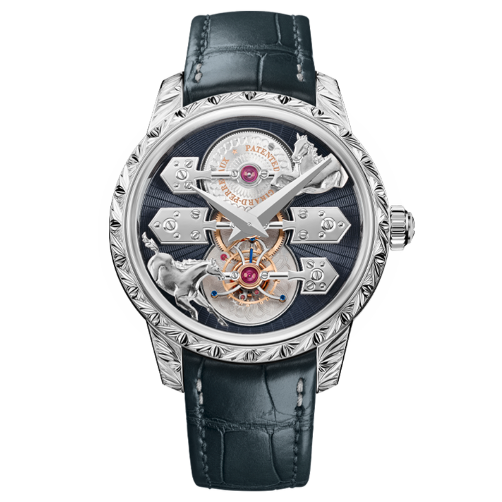 Girard-Perregaux La Esmeralda Tourbillon "A Secret" Eternity Edition 43 mm Grey Dial 18K White Gold   Leather Strap 99274-53-3350-5CC