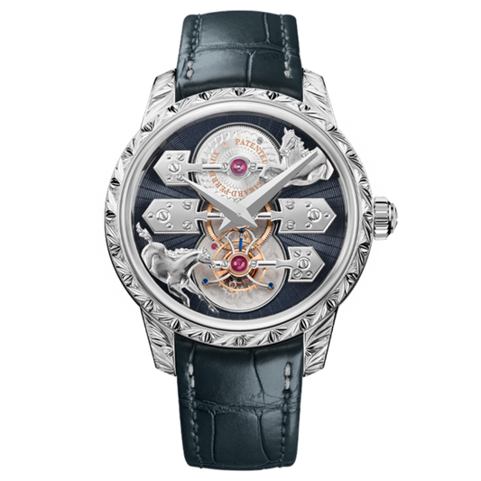 Girard-Perregaux La Esmeralda Tourbillon "A Secret" Eternity Edition 43 mm Grey Dial 18K White Gold   Leather Strap 99274-53-3350-5CC
