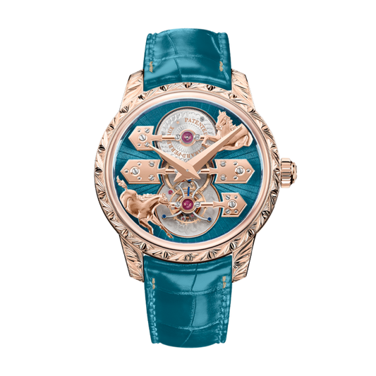 Girard-Perregaux La Esmeralda Tourbillon "A Secret" Eternity Edition 43 mm Transparent Dial 18K Pink Gold   Leather Strap 99274-52-3131-5CC