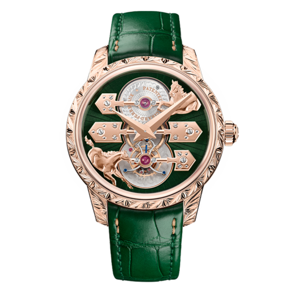 Girard-Perregaux La Esmeralda Tourbillon "A Secret" Eternity Edition 43 mm Transparent Dial 18K Pink Gold   Leather Strap 99274-52-3162-5CC