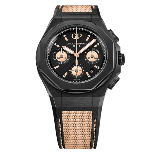 Girard-Perregaux Laureato Absolute Gold Fever  44 mm Black Dial Titanium Pvd Rubber Strap 81060-21-492-FH3A