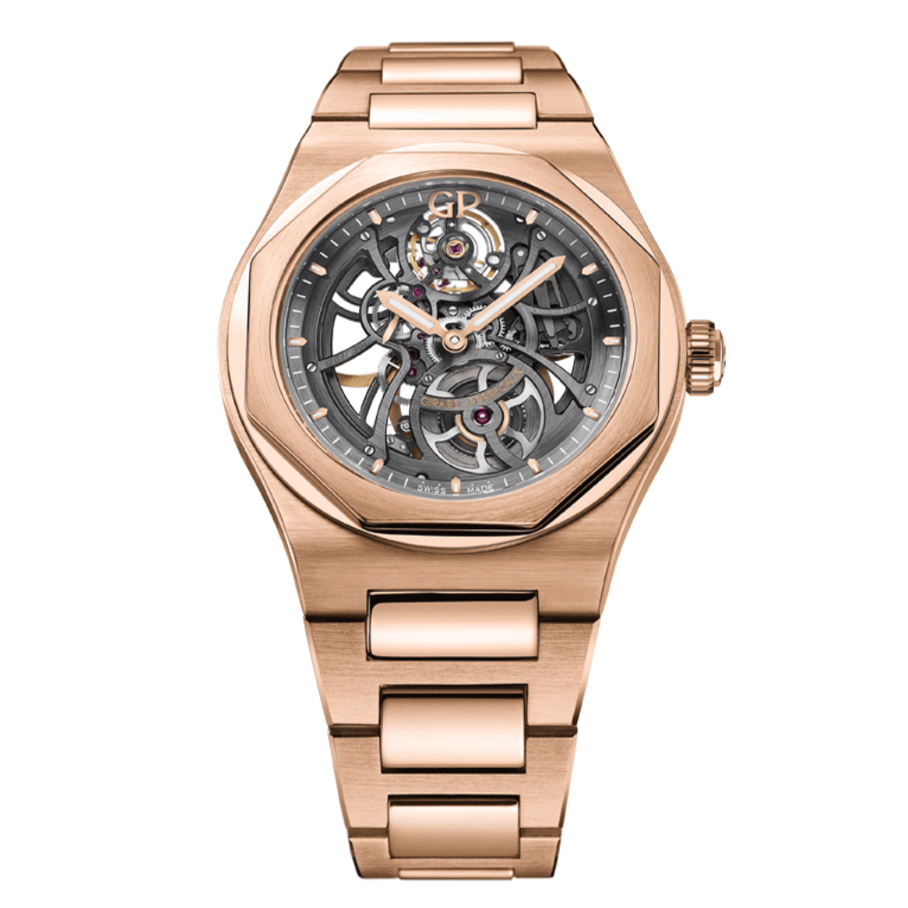 Girard-Perregaux Laureato Skeleton 42 mm Transparent Dial 18K Pink Gold Bracelet 81015-52-002-52A