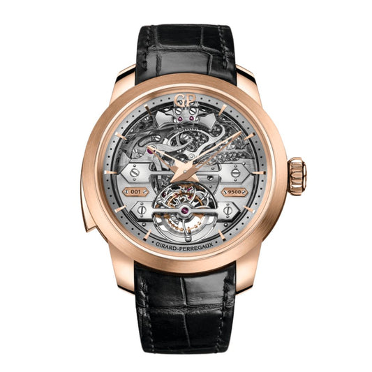 Girard-Perregaux Minute Repeater Tourbillon with Bridges 45 mm Transparent Dial 18K Pink Gold   Leather Strap 99820-52-001-BA6A