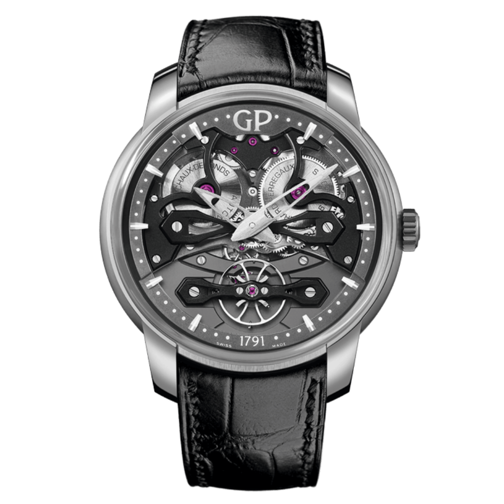 Girard-Perregaux Neo Bridges 45 mm Transparent Dial Titanium   Leather Strap 84000-21-001-BB6A