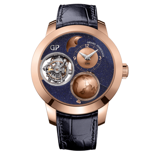 Girard-Perregaux Planetarium Tri-Axial 48 mm Blue Dial 18K Pink Gold   Leather Strap 99290-52-451-BA4A