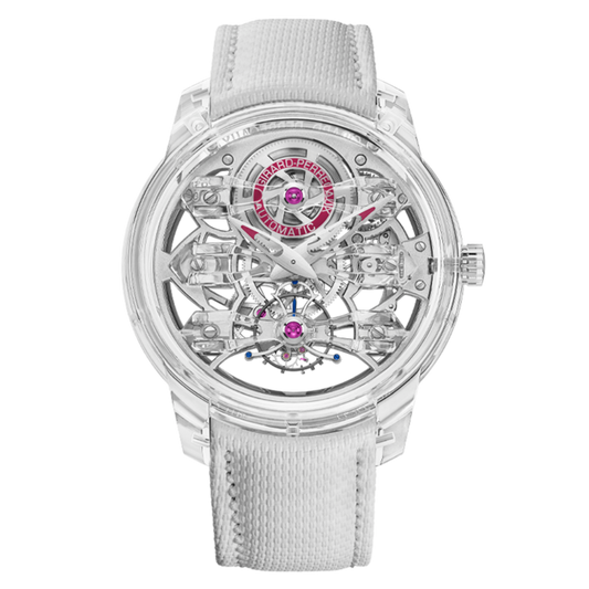 Girard-Perregaux Quasar Light Tourbillon with Three Bridges 46 mm Transparent Dial 18k White Gold Fabric Strap 99295-43-3314-5CC