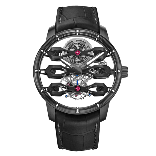 Girard-Perregaux Tourbillon with Three Flying Bridges Aston Martin Edition 44 mm Transparent Dial Titanium   Leather Strap 99296-21-001-BA6A