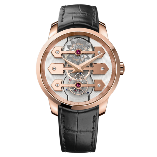 Girard-Perregaux Tourbillon with Three Gold Bridges 45 mm Transparent Dial 18K Pink Gold   Leather Strap 99280-52-000-BA6E