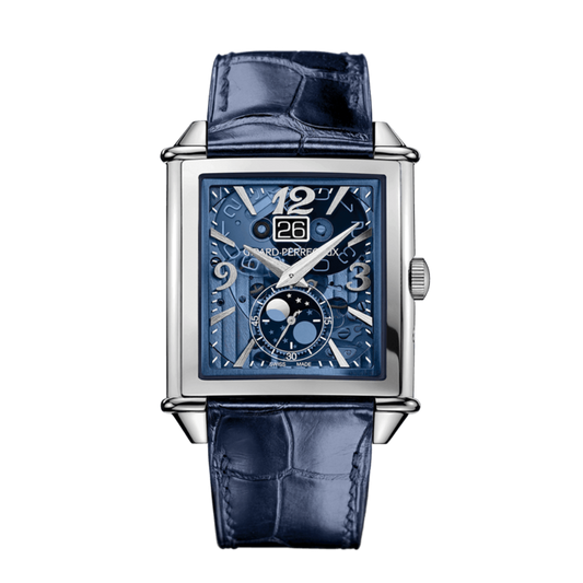 Girard-Perregaux Vintage 1945 XXL Large Date and Moon Phases 36.10 x 35.25 mm Polycristalline Dial Stainless Steel   Leather Strap 25882-11-421-BB4A