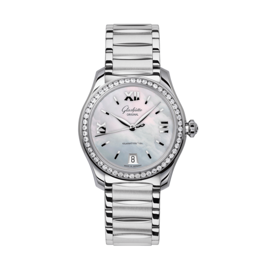Glashuette Original Lady Serenade 36 mm Mother-Of-Pear Silver Dial Stainless Steel with Diamonds  Stainless Steel 1-39-22-08-22-34