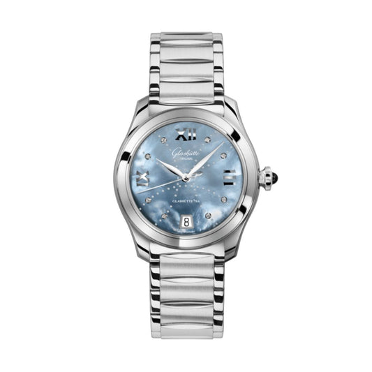 Glashuette Original Lady Serenade 36 mm Mother-Of-Pearl Blue Dial Stainless Steel Stainless Steel 1-39-22-11-02-34