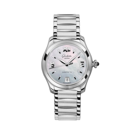 Glashuette Original Lady Serenade 36 mm Mother-Of-Pearl Silver Dial Stainless Steel Stainless Steel 1-39-22-08-02-34