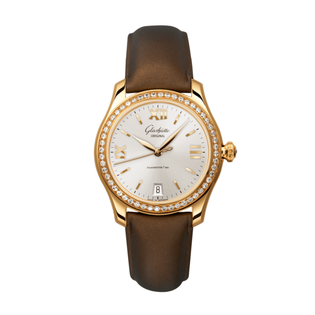 Glashuette Original Lady Serenade 36 mm Silver Galvanized Dial 18k Rose Gold   Strap 1-39-22-04-11-04