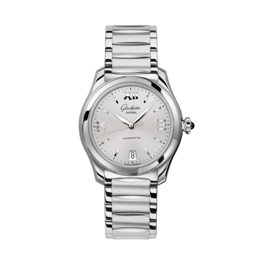 Glashuette Original Lady Serenade 36 mm Silver Galvanized Dial Stainless Steel Stainless Steel 1-39-22-02-02-34