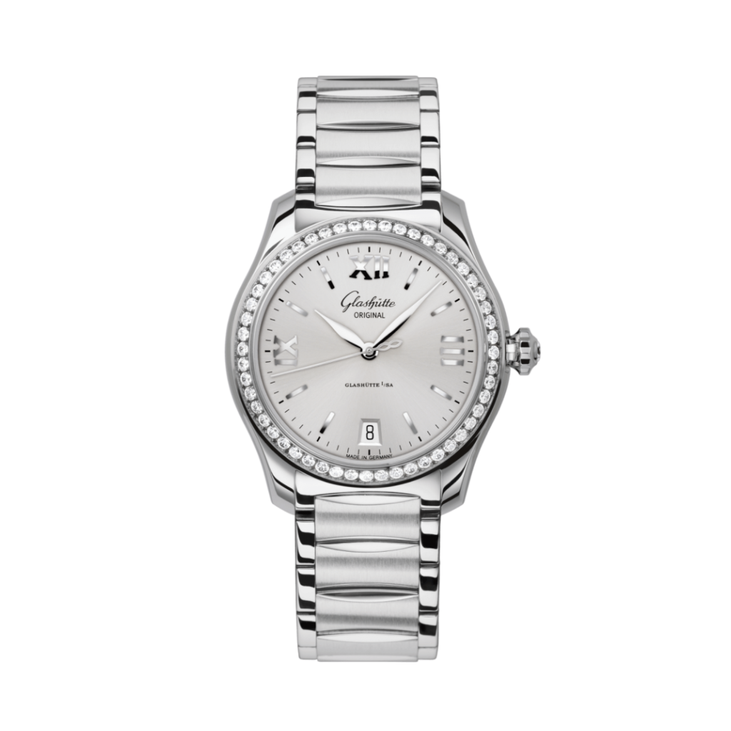 Glashuette Original Lady Serenade 36 mm Silver Galvanized Dial Stainless Steel with Diamonds  Stainless Steel 1-39-22-02-22-34