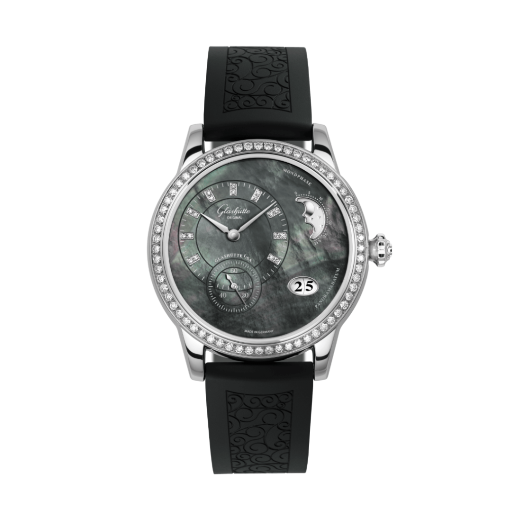 Glashuette Original Panomatic Luna 39.4 mm Mother-Of-Pearl "Tahiti" Dial Stainless Steel Rubber With Embossing 1-90-12-02-12-04